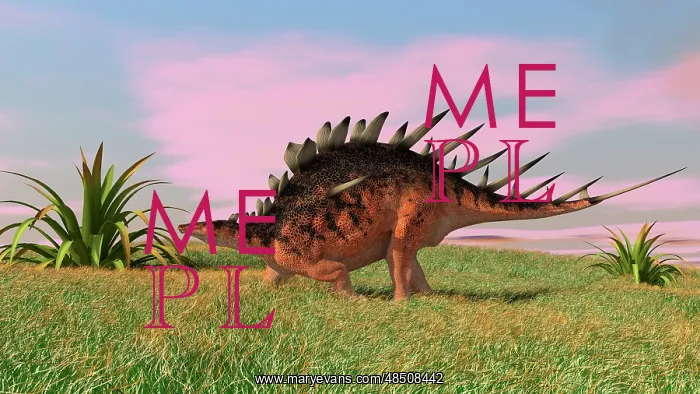 : Kentrosaurus walking across prehistoric grasslands : Kentrosaurus walking across prehistoric grasslands