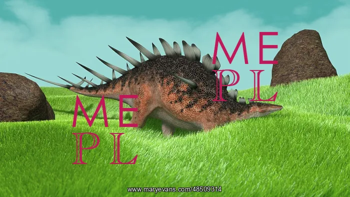 : Kentrosaurus walking across prehistoric grasslands : Kentrosaurus walking across prehistoric grasslands