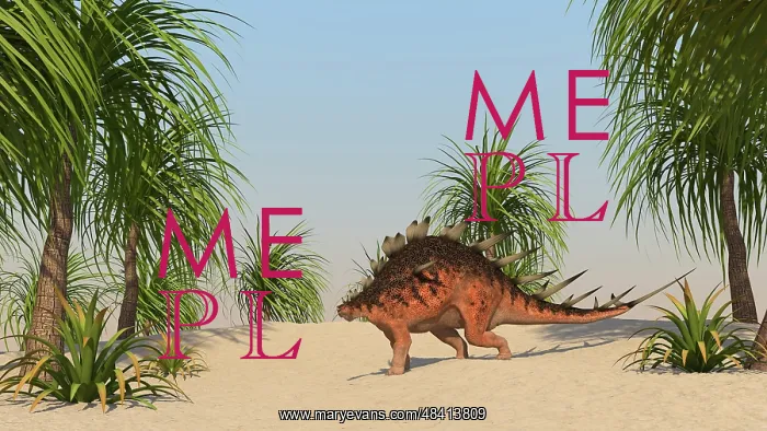 : Kentrosaurus walking in a tropical environment : Kentrosaurus walking in a tropical environment