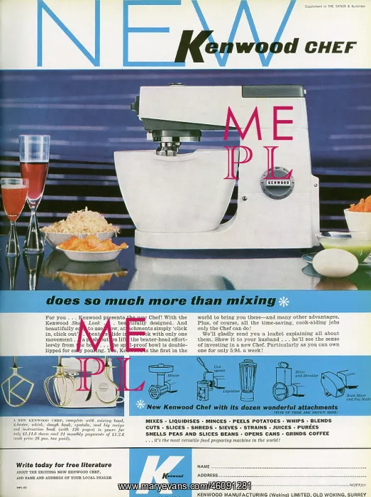 : Kenwood Chef advertisement 1960 : Kenwood Chef advertisement 1960