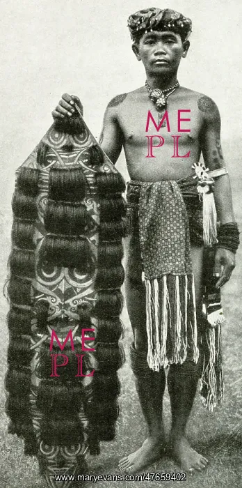 : Kenyah man with his shield, Borneo, SE Asia : Kenyah man with his shield, Borneo, SE Asia