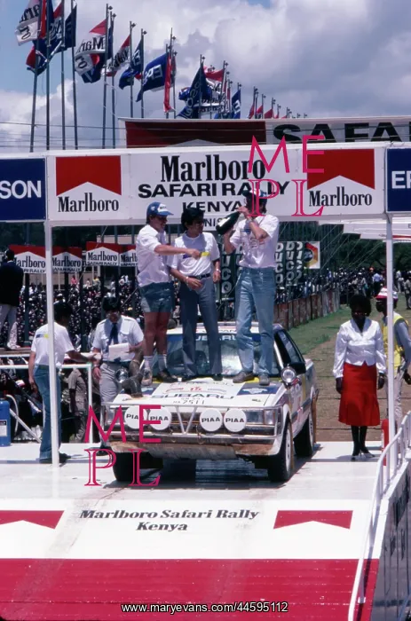 : Kenyan rally driver, Ian Duncan, celebrating at : Kenyan rally driver, Ian Duncan, celebrating at