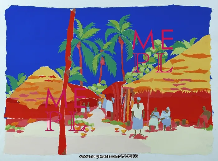  : Kenyan Village ' paper collage