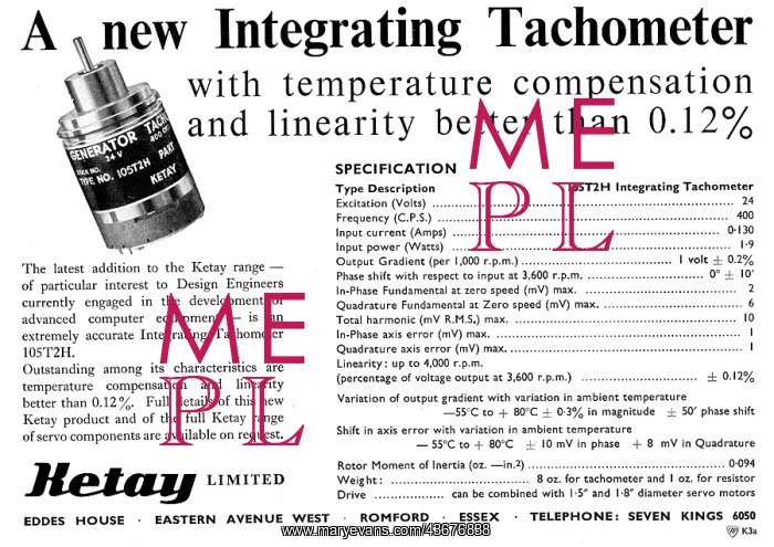 : Ketay Integrating Tachometer 1958 : Ketay Integrating Tachometer 1958