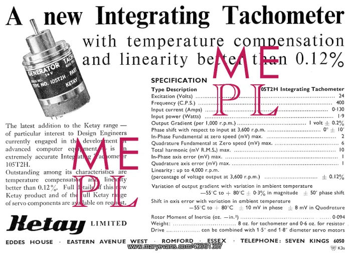 : Ketay Integrating Tachometer 1959 : Ketay Integrating Tachometer 1959