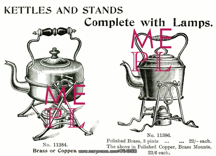 : Kettles and stands, complete with heating lamps : Kettles and stands, complete with heating lamps