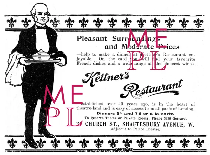 : Kettner's advertisement, 1907 : Kettner's advertisement, 1907