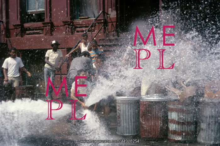 : Kid at Open Fire Hydrant Making Water Spray Harlem New : Kid at Open Fire Hydrant Making Water Spray Harlem New