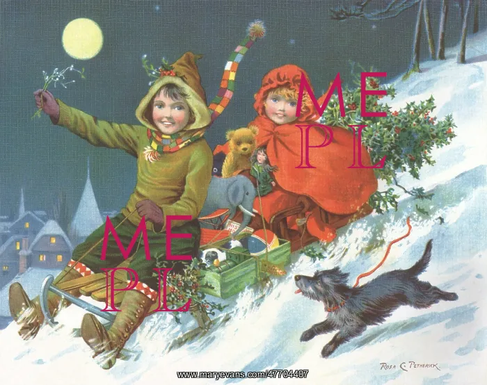 : Kids on Sled at Night