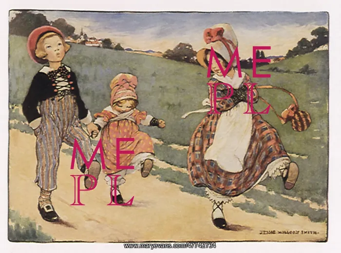 : Three Kids walking in Unison : Three Kids walking in Unison