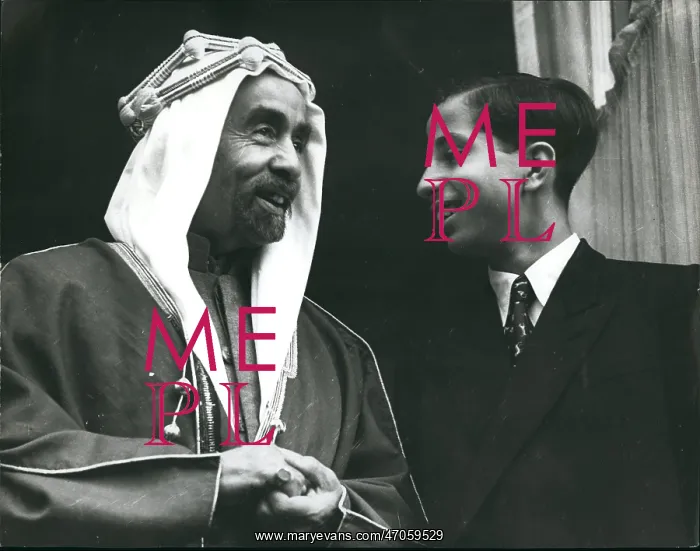 : King Abdullah of Transjordan and son in London : King Abdullah of Transjordan and son in London