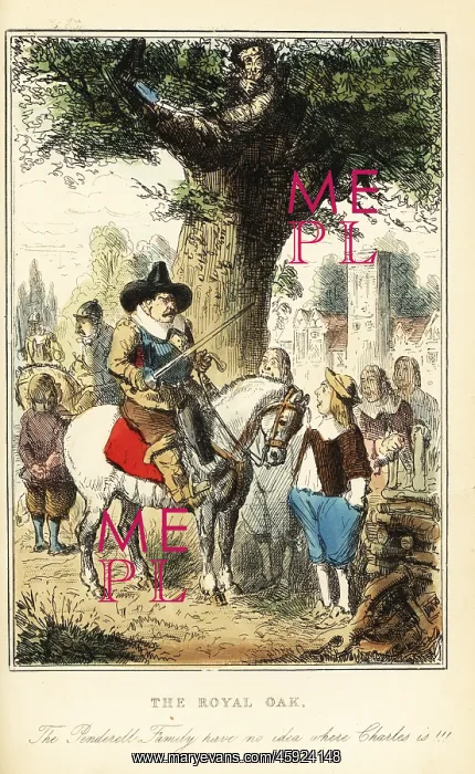 : King Charles II hiding up an oak tree in Boscobel : King Charles II hiding up an oak tree in Boscobel