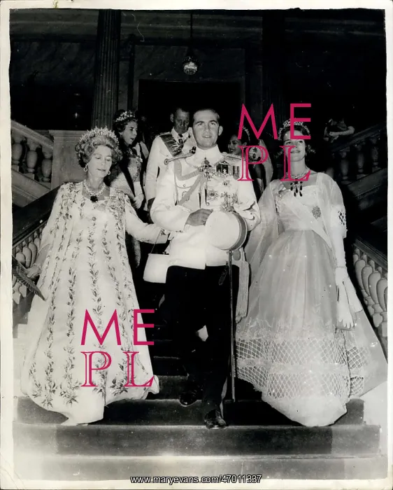: King Constantine of Greece with mother and bride : King Constantine of Greece with mother and bride