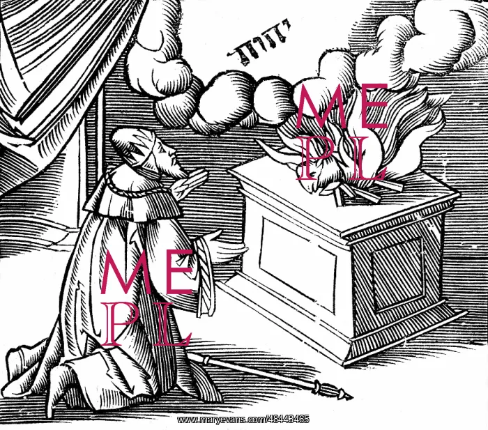 : King David making a burnt offering to God in thanks : King David making a burnt offering to God in thanks