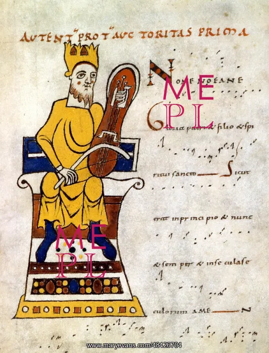 : King David playing a lyre'. 10th-11th century : King David playing a lyre'. 10th-11th century