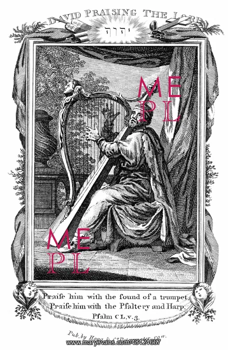 : King David praising the Lord and playing the harp : King David praising the Lord and playing the harp