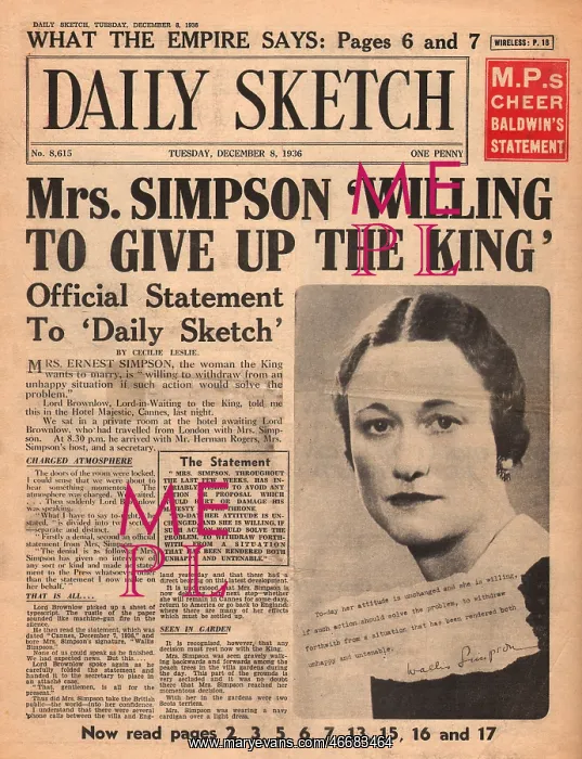 : King Edward VIII Abdication Crisis : King Edward VIII Abdication Crisis