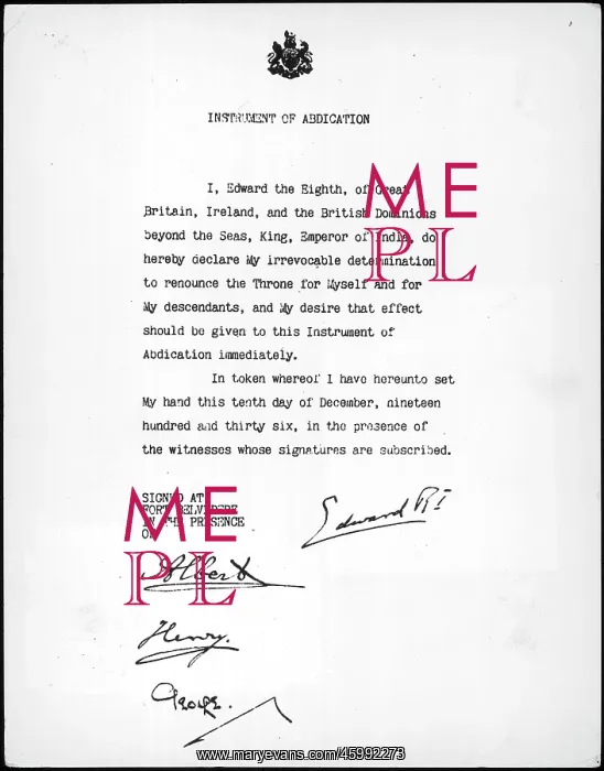 : King Edward VIII's letter of abdication : King Edward VIII's letter of abdication