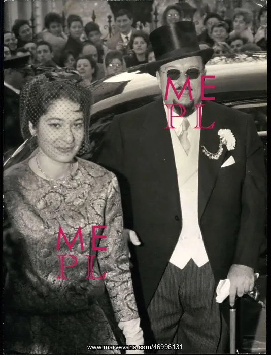 : King Farouk of Egypt and daughter arrive for a wedding : King Farouk of Egypt and daughter arrive for a wedding
