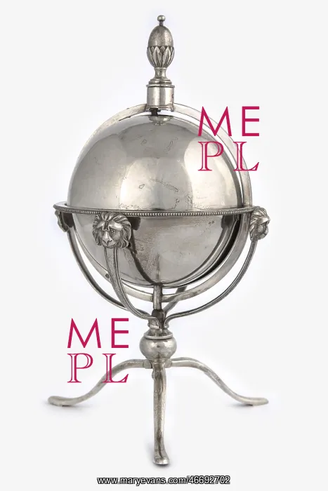 : King George III Globe silver inkstand, 1800 : King George III Globe silver inkstand, 1800