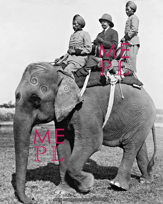 : King George V on an elephant during a hunt, 1912 : King George V on an elephant during a hunt, 1912