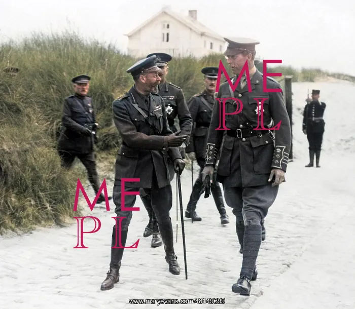 : King George V and King Albert of Belgium, Western Front, WW1 : King George V and King Albert of Belgium, Western Front, WW1