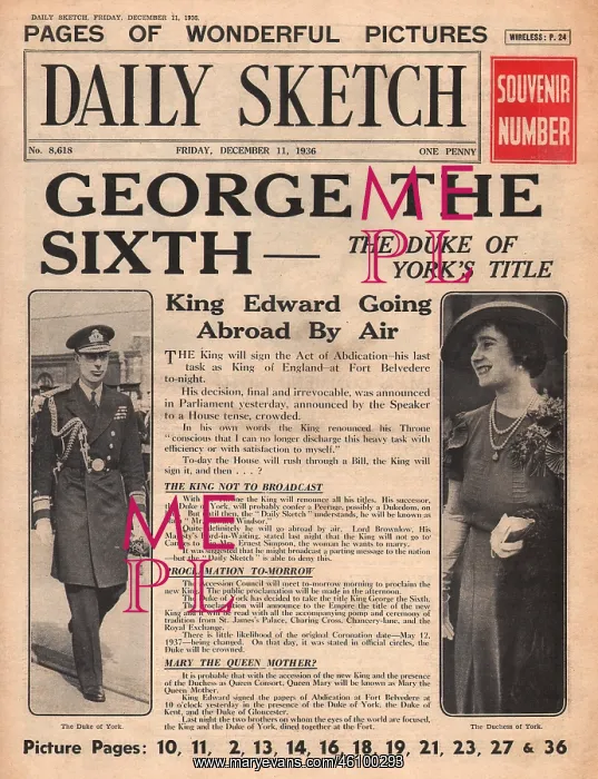 : King George VI announced after Abdication : King George VI announced after Abdication