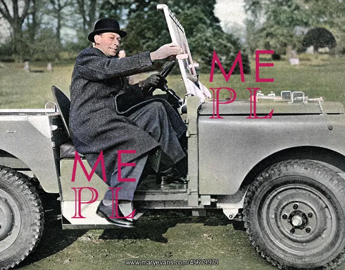 : King George VI climbing into a Land Rover : King George VI climbing into a Land Rover