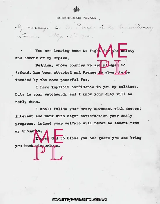 : King George V's message to troops : King George V's message to troops