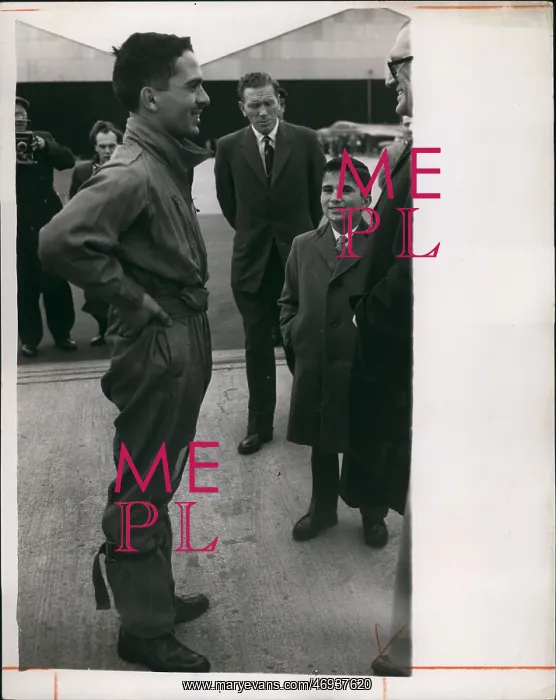 : King Hussein of Jordan after flight in Hawker Hunter : King Hussein of Jordan after flight in Hawker Hunter