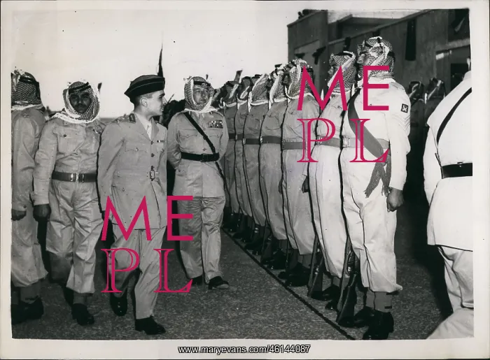 : King Hussein of Jordan inspecting Guard of Honour : King Hussein of Jordan inspecting Guard of Honour