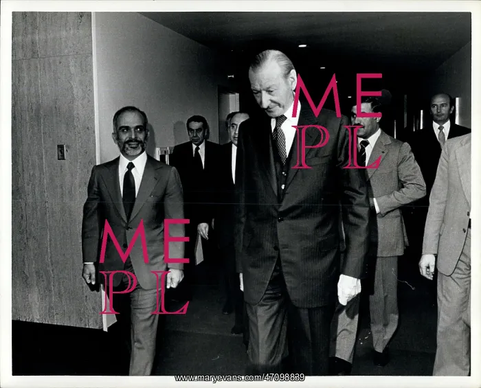 : King Hussein of Jordan and Kurt Waldheim of UN : King Hussein of Jordan and Kurt Waldheim of UN