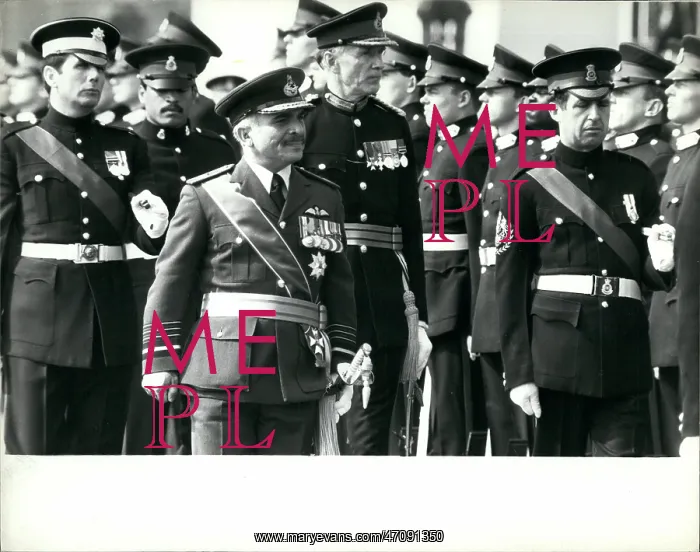: King Hussein of Jordan at Sandhurst parade : King Hussein of Jordan at Sandhurst parade