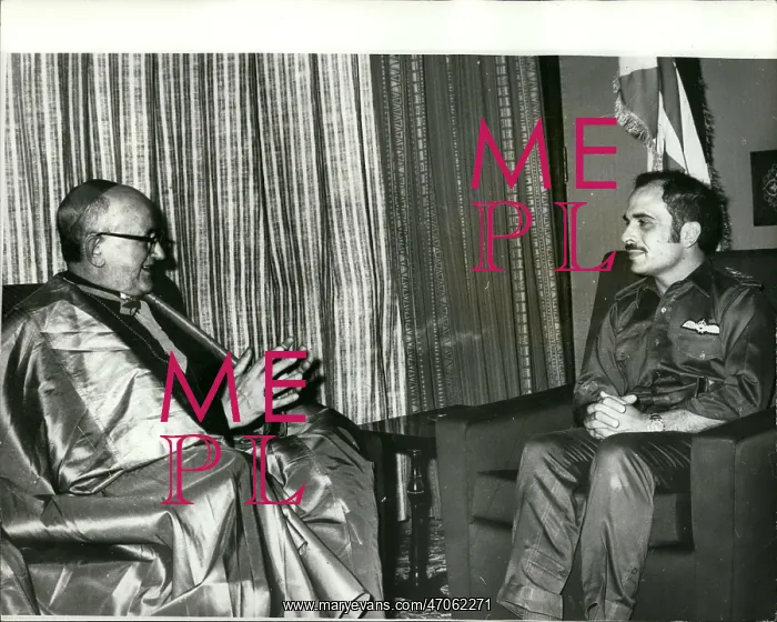 : King Hussein of Jordan with Yacoub Beltriti of Jerusalem : King Hussein of Jordan with Yacoub Beltriti of Jerusalem