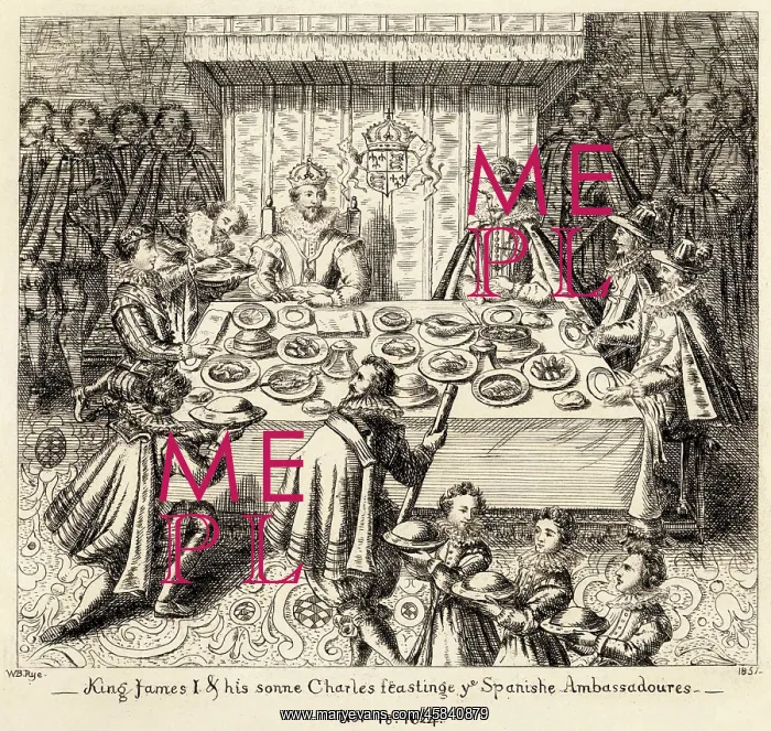 : King James I feasting with Spanish ambassadors : King James I feasting with Spanish ambassadors