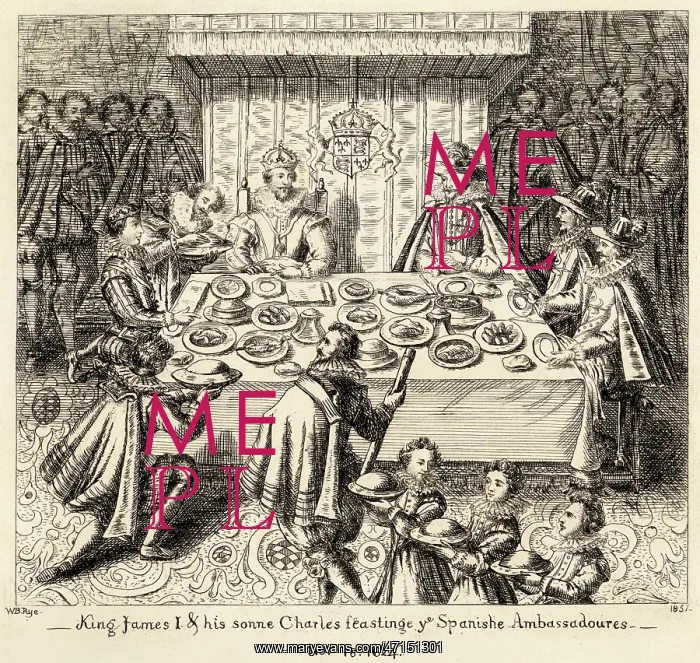 : King James I feasting with Spanish ambassadors : King James I feasting with Spanish ambassadors