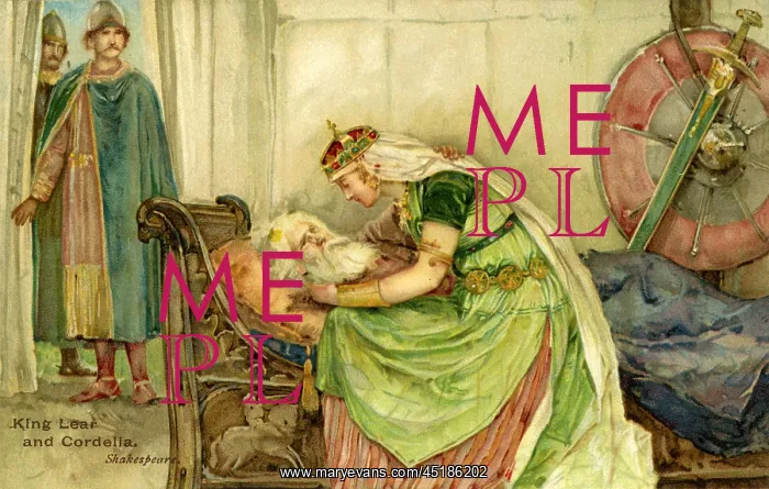 : King Lear. A scene from King Lear by Shakespeare, depicting King Lear and Cordelia : King Lear. A scene from King Lear by Shakespeare, depicting King Lear and Cordelia