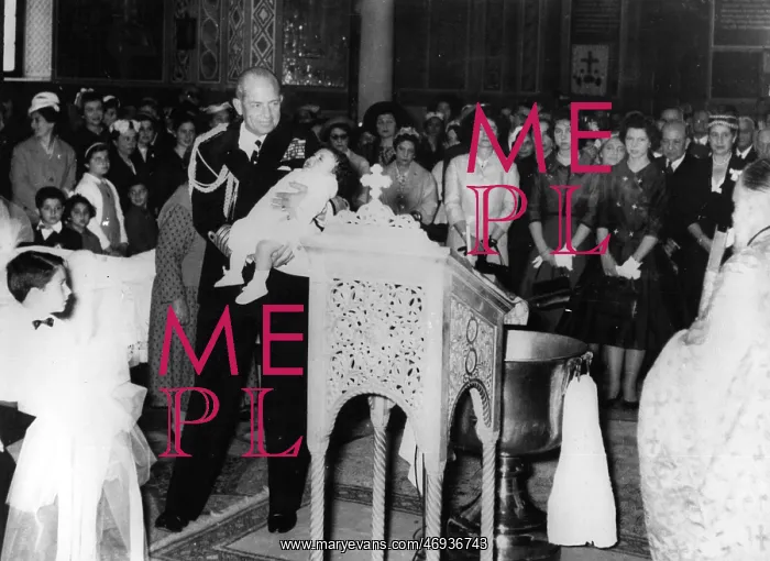 : King Paul of Greece at baptism, Athens : King Paul of Greece at baptism, Athens