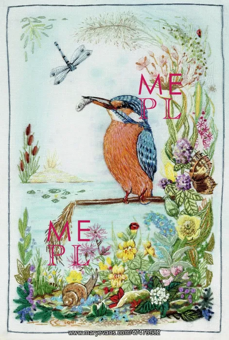 : Kingfisher ? (embroidery) : Kingfisher ? (embroidery)
