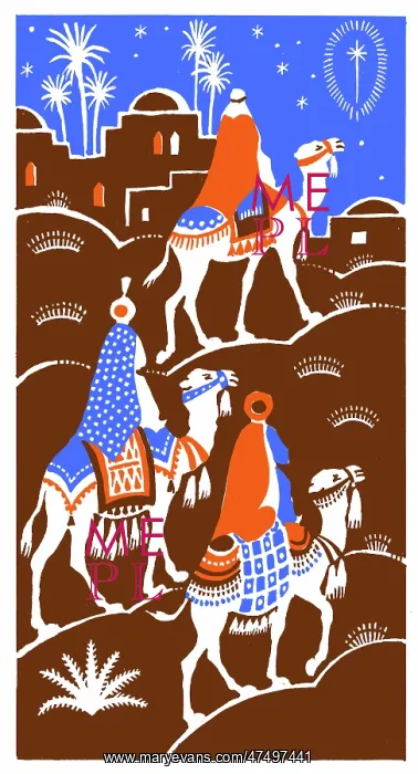 : Three Kings on camels : Three Kings on camels