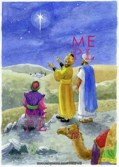  : Three Kings looking at star over Bethlehem