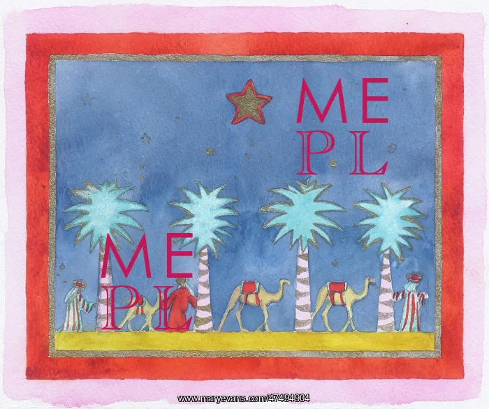: The Three Kings with palm trees and camels : The Three Kings with palm trees and camels