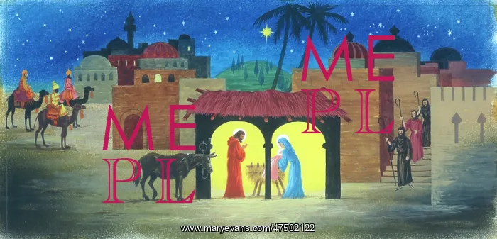: Kings and Shepherds approaching the stable : Kings and Shepherds approaching the stable