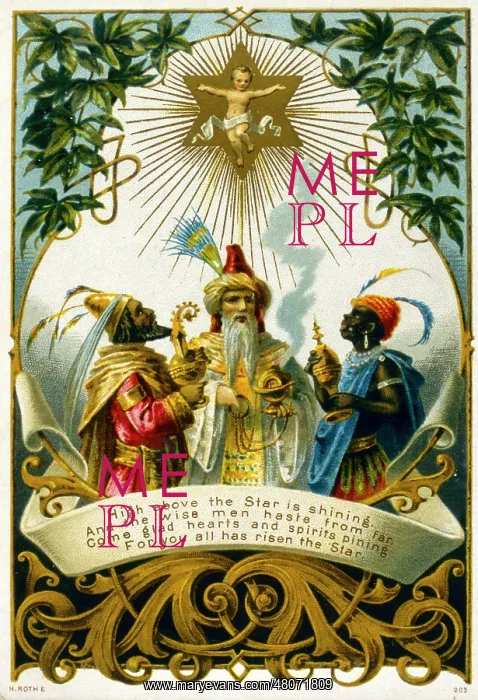  : Three Kings and Star on a Christmas card