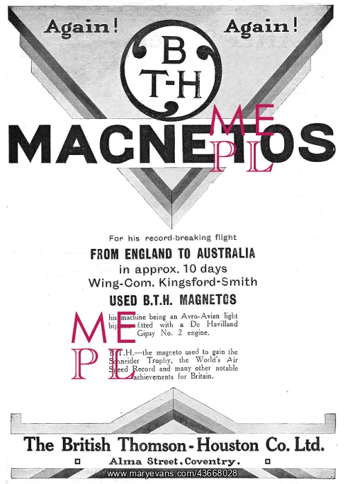 : Kingsford Smith Used BTH Aero Magnetos : Kingsford Smith Used BTH Aero Magnetos