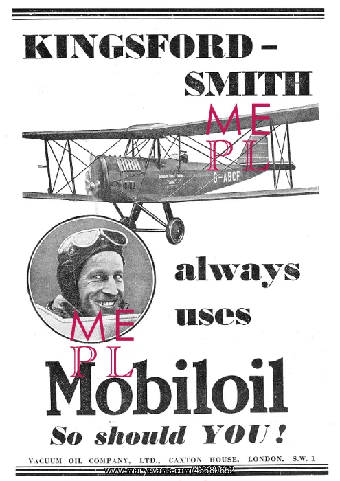 : Kingsford Smith Always Uses Mobiloil : Kingsford Smith Always Uses Mobiloil