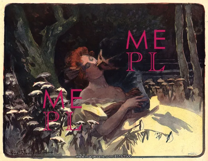 : The Kiss. This painting portrays a young, red haired lady sharing a kiss : The Kiss. This painting portrays a young, red haired lady sharing a kiss