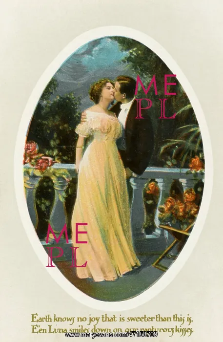 : KISSING ON BALCONY C1910 : KISSING ON BALCONY C1910