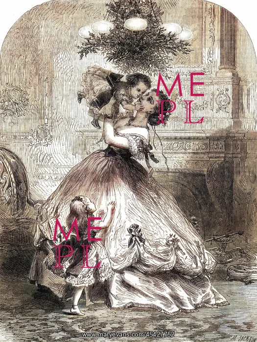 : Kissing under the mistletoe 1865 : Kissing under the mistletoe 1865