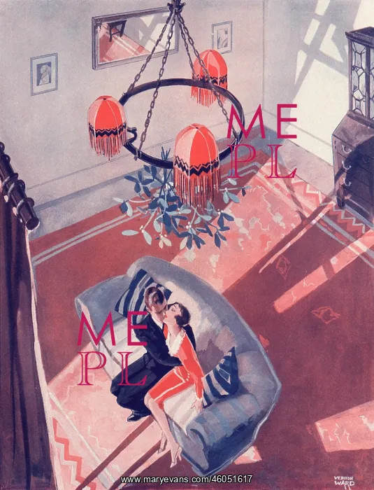: Kissing under the mistletoe by Vernon Ward : Kissing under the mistletoe by Vernon Ward